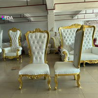 LEDA Hochzeitsbühnen-Dekoration König und Königin Hochlehner Silberne Thronstühle Königliche Luxus-Hochzeitsstühle für Bräutigam und Braut