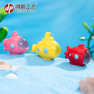 Mini Submarino Decorativo de Resina, Estilo Caricatura, con Luces para Peceras - Product Image 3