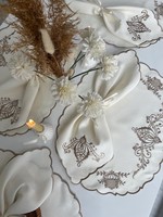 Ensemble de sets de table et de serviettes en coton et lin brodés, broderie à la machine, décoration de table de mariage, ensemble de linge de table, vente en gros OEM