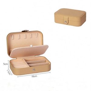 Estuche de Viaje Pequeño de Piel Sintética para Joyas, Doble Capa, Portátil, Mini, para Guardar Aretes y Anillos, para Mujeres y Niñas - Product Image 1