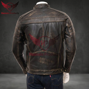 Veste de motard en cuir vintage classique pour hommes manteau de moto en cuir véritable personnalisable pour les cyclistes élégants - Product Image 3