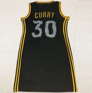 Stephen Curry-vestidos de Jersey para mujer, negros, cosidos