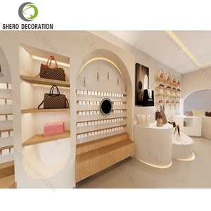 Tùy chỉnh Túi hiển thị tường Showcase với LED ánh sáng bằng gỗ Túi xách hiển thị đứng - Product Image 6