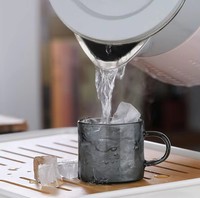 Tazas de Vidrio de Borosilicato de Alta Calidad, Minimalistas, Ecológicas, Hechas a Mano, de Pared Simple, Reutilizables, de 80 ml, con Asa, Venta al Por Mayor