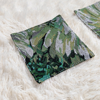 Posavasos Cuadrado de Tela con Diseño de Hojas Verdes, Resistente a las Manchas y al Calor, Tejido a Mano, Estilo Cabaña Forestal