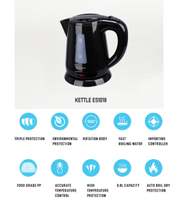 EASTON Compact 0.8 Liter Black Electric <strong>Kettle</strong> 1200W Small Capacity Hotel Tea <strong>Kettle</strong> with Water Level Window and Euro <strong>Plug</strong> - Product Image 5
