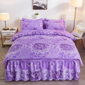 Salida de fábrica china 100% algodón 4 piezas juego de falda de cama de diseñador con juego de funda nórdica tamaño king para dormitorio - Product Image 6