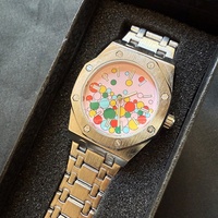 Montre à quartz pour hommes avec logo personnalisé OEM 45mm arc-en-ciel Mod ballon cadran carré boîtier en alliage 22mm largeur de bande numérique pour le sport d'affaires