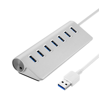 Adaptador de sincronización de datos de carga portátil, divisor de concentrador USB de alta velocidad de 7 puertos de aleación de aluminio 3,0, 5Gbps, para Macbook, PC, ordenador portátil