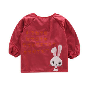 어린이 긴 소매 방수 유아 보호 턱받이 소년 소녀 아기 수유 PU 소재로 만든 그림 옷과 스모크 - Product Image 6