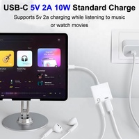 Adaptateur Premium 2-en-1 USB-C vers audio auxiliaire 3,5 mm et charge 10W pour iPhone 15 16 17 Samsung Galaxy Google Pixel OnePlus