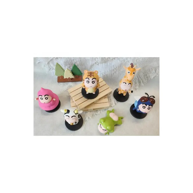 6ピース/セットアニメかわいいクレヨンシンチャンcos動物PVCアクションフィギュアモデルおもちゃ人形卸売セットおもちゃ