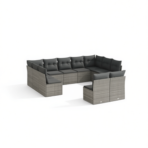 Conjunto de Sofás Modulares de Jardín en Poliratán Gris, 6 Plazas, Muebles de Exterior de Diseño Moderno - Product Image 1