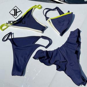 Bikini Micro con Volantes de Color Sólido de Alta Calidad, Ropa de Playa Hawaiana OEM, Bikini de Nailon Reciclado Personalizado - Product Image 2