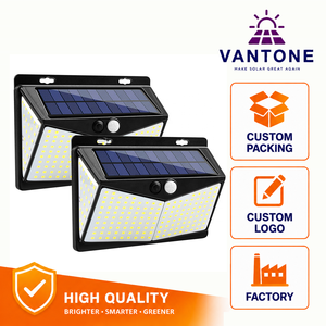 Lampe solaire murale extérieure étanche IP65 à 208 <span class=keywords><strong>LED</strong></span> avec détecteur de mouvement, lampe solaire carrée pour mur, clôture, cour, garage, terrasse, allée - Product Image 1