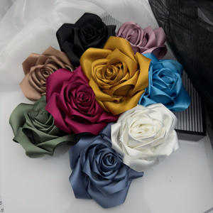 Hot Sale Oversized Rose Bloemen Broche Haarspeld Pure Kleur Zijde Grote Bloemvormige Corsage Haargrepen Voor Bruiloftsfeest Vrouw Custom - Product Image 5