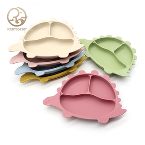 Jouet pour <span class=keywords><strong>bébé</strong></span> en silicone de qualité alimentaire, à mâcher pour la dentition, en forme de dinosaure mignon, assiette à compartiments en silicone unisexe, jouet sûr pour <span class=keywords><strong>bébé</strong></span> et tout-petit - Product Image 1