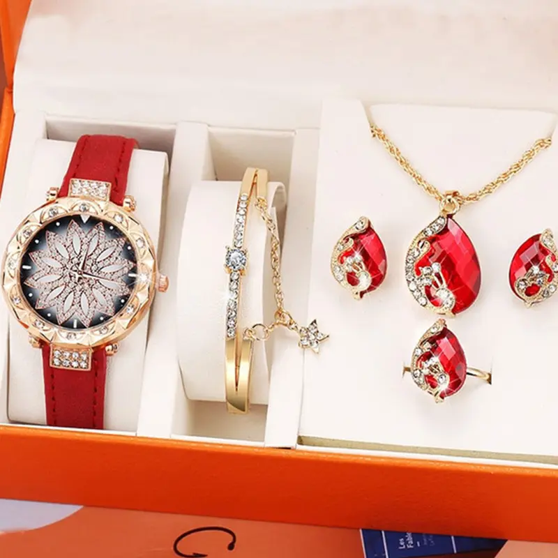 Wholesale Exquisite Creativity Ladies Luxury Watch Necklace Bracelet Gift Set Diamond Quartz Watch