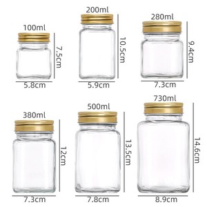 <span class=keywords><strong>Pot</strong></span> à <span class=keywords><strong>miel</strong></span> carré en verre <span class=keywords><strong>de</strong></span> qualité alimentaire, vide, transparent, avec couvercle doré, pour l'emballage <span class=keywords><strong>de</strong></span> <span class=keywords><strong>miel</strong></span> et <span class=keywords><strong>de</strong></span> confiture, étiquette personnalisée, <span class=keywords><strong>500g</strong></span> 1kg - Product Image 3