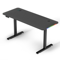 Bureau d'ordinateur électrique extensible moderne en bois et métal AOR BX PINK avec LED RGB pour joueur et bureau