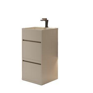 Lavabo sur pied moderne en acier inoxydable couleur personnalisée avec étagère de rangement, pour salle de bain, idéal petits espaces et hôtels - Product Image 1