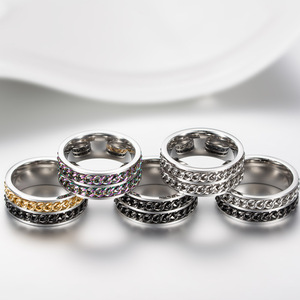 Anillo giratorio de doble cadena con diseño único para hombre, estilo hip-hop urbano y moderno para el dedo índice. - Product Image 3