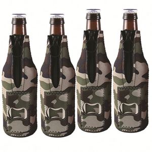 Custom Dye Sublimation Neoprene Beer Wine <b>Bottle</b> Cooler Bag with Zipper and Opener for Temperature Control - Product Image 3