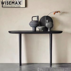 Meubles WISEMAX Meubles de salon modernes Table <span class=keywords><strong>console</strong></span> rétro en bois de frêne massif <span class=keywords><strong>Console</strong></span> <span class=keywords><strong>murale</strong></span> minimaliste noire pour l'<span class=keywords><strong>entrée</strong></span> - Product Image 1