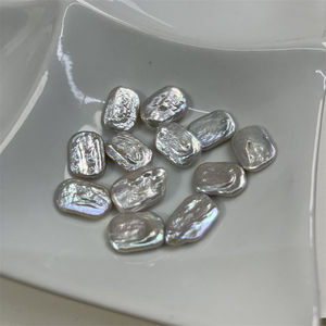 Hochwertige 12-13mm*16-18mm Flache Perlenkugeln Kultivierte Weiße Quadratische Barocke Lose Süßwasserperlen für DIY - Product Image 4