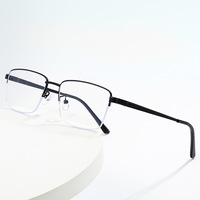 Montures de lunettes haut de gamme hommes Anti Blue Ray petit Rectangle alliage d'or Semi-sans monture élasticité charnière Marcos De Anteojos