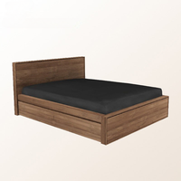 Lit plateforme moderne minimaliste en bois massif, grain noyer, taille King, sommier, mobilier de chambre