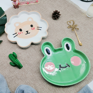Plato de Cerámica con Diseño de Animales, Plato para Desayuno, Plato para Carne, Plato de Postre con Dibujos Animados de Conejo y Rana, Plato para Fruta y Bocadillos, Vajilla con Diseño de Animales - Product Image 5