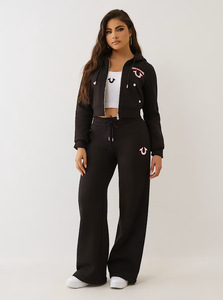 Setelan Jaket dan Celana Panjang Wanita Model Sporty Bergaya Hoodie, Slim Fit, Stretch, Bermotif Cetak C2535 - Product Image 4