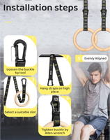 Anillas de Gimnasia de Madera para Entrenamiento con Peso Corporal, Anillas de Gimnasia Ajustables con Correas Numeradas, Juego de Anillas para Ejercicios