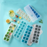 Moule à glaçons en silicone à fond souple, moule à crème glacée maison DIY avec couvercle, récipient de stockage de glace de grande capacité