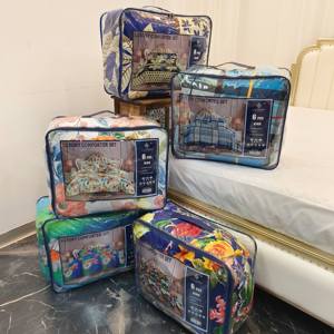 Ensemble de literie 6 pièces King Size <span class=keywords><strong>en</strong></span> coton doux avec rideaux, prêt à être expédié - Product Image 1