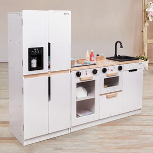 EDULAND Frigorifero in Legno a Doppia Porta, Set Gioco di Ruolo per <span class=keywords><strong>Cucina</strong></span>, Giocattolo Educativo <span class=keywords><strong>Montessori</strong></span> per <span class=keywords><strong>Cucina</strong></span> e Alimenti - Product Image 3