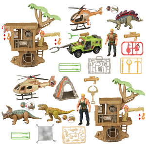 Jouet <span class=keywords><strong>de</strong></span> jeu d'imitation avec figurines <span class=keywords><strong>de</strong></span> dinosaures en plastique mobiles et arbres, pour la <span class=keywords><strong>chasse</strong></span> à l'homme et aux voitures - Product Image 3