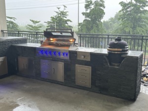 Barbecue à <span class=keywords><strong>gaz</strong></span> encastré moderne personnalisé inspiré <span class=keywords><strong>de</strong></span> la <span class=keywords><strong>pierre</strong></span>, îlot extérieur en acier inoxydable <span class=keywords><strong>de</strong></span> qualité supérieure, 7 brûleurs, cuisine extérieure exquise - Product Image 5