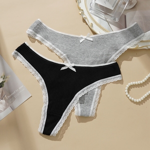 Ropa interior para niñas <span class=keywords><strong>con</strong></span> borde <span class=keywords><strong>de</strong></span> encaje <span class=keywords><strong>de</strong></span> tamaño europeo y americano <span class=keywords><strong>con</strong></span> <span class=keywords><strong>hilo</strong></span> <span class=keywords><strong>de</strong></span> lazo Tanga <span class=keywords><strong>de</strong></span> moda y sexy - Product Image 1