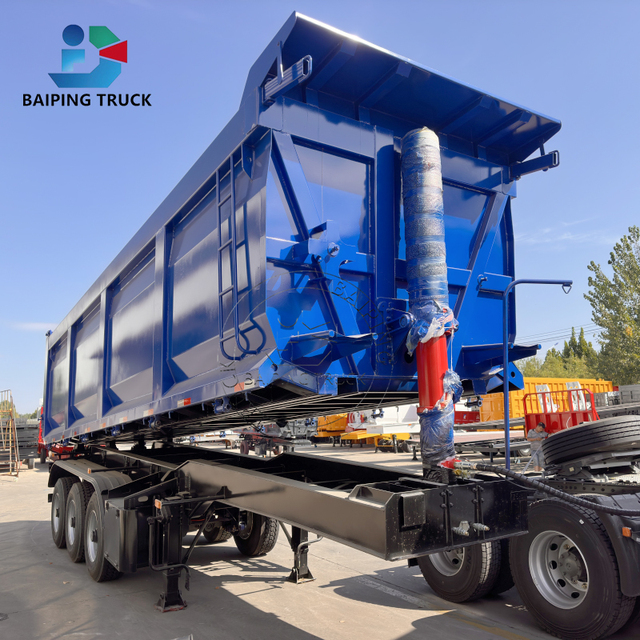 Tri-Axles Rear End Tipper Stone Dump Trailer 70-130 Ton Heavy Duty for Brake System for Sale
