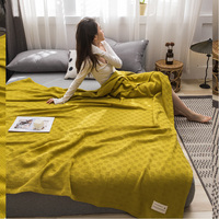 100% coton fil couvertures gaufre maison canapé canapé grille gaze serviette couverture pour lit en gros maison Jacquard jeter couverture