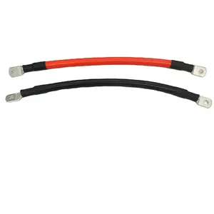 2 Awg Gauge Rood + Zwart Zuiver Koper Batterij Omvormer Kabels Harnas Solar, Rv, Auto, boot 12 In 5/16 3/8 In Lugs