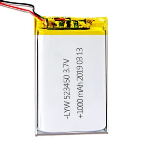 Bateria li-po recarregável para brinquedos, 3.7v 523450 1000mah para r/c, bateria de polímero de íon de lítio eletrônico, oed/mm aceitável