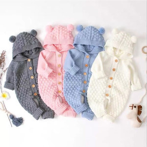 Pijamas de invierno para bebés, ropa con capucha para niños, ropa de punto para niños pequeños, monos para bebés recién nacidos, peleles para niñas, peleles para niños. - Product Image 1