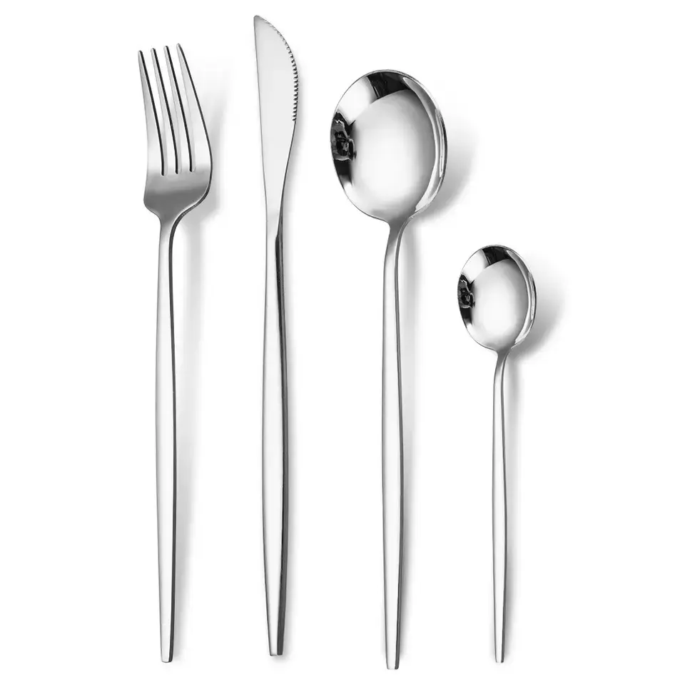 Nordic Portugal style metal rental reusable luxury manufacturer stainless steel gold cutlery set for wedding