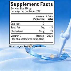 Gouttes liquides de vitamine D3 de haute qualité, vitamine D pour la santé des os et des dents, fonction musculaire, gouttes liquides de vitamine D3 - Product Image 2