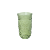 Kustom gelas minum kaca multiwarna timbul Retro pola mawar cangkir Pres untuk jus air atau susu