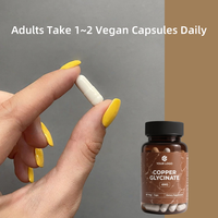 Cápsulas de Glicinato de Cobre Premium, Apoyo para la Anemia en Adultos, Refuerzo Inmunológico, Vegano, Bajo en Grasas, Bajo en Azúcar, Suplementos Dietéticos