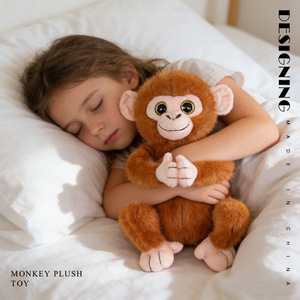 Peluche singe personnalisable avec logo, simulation de singe brun aux grands yeux, attaches auto-agrippantes, poupée en peluche, attache de rideau, coussin doux, cadeau - Product Image 4
